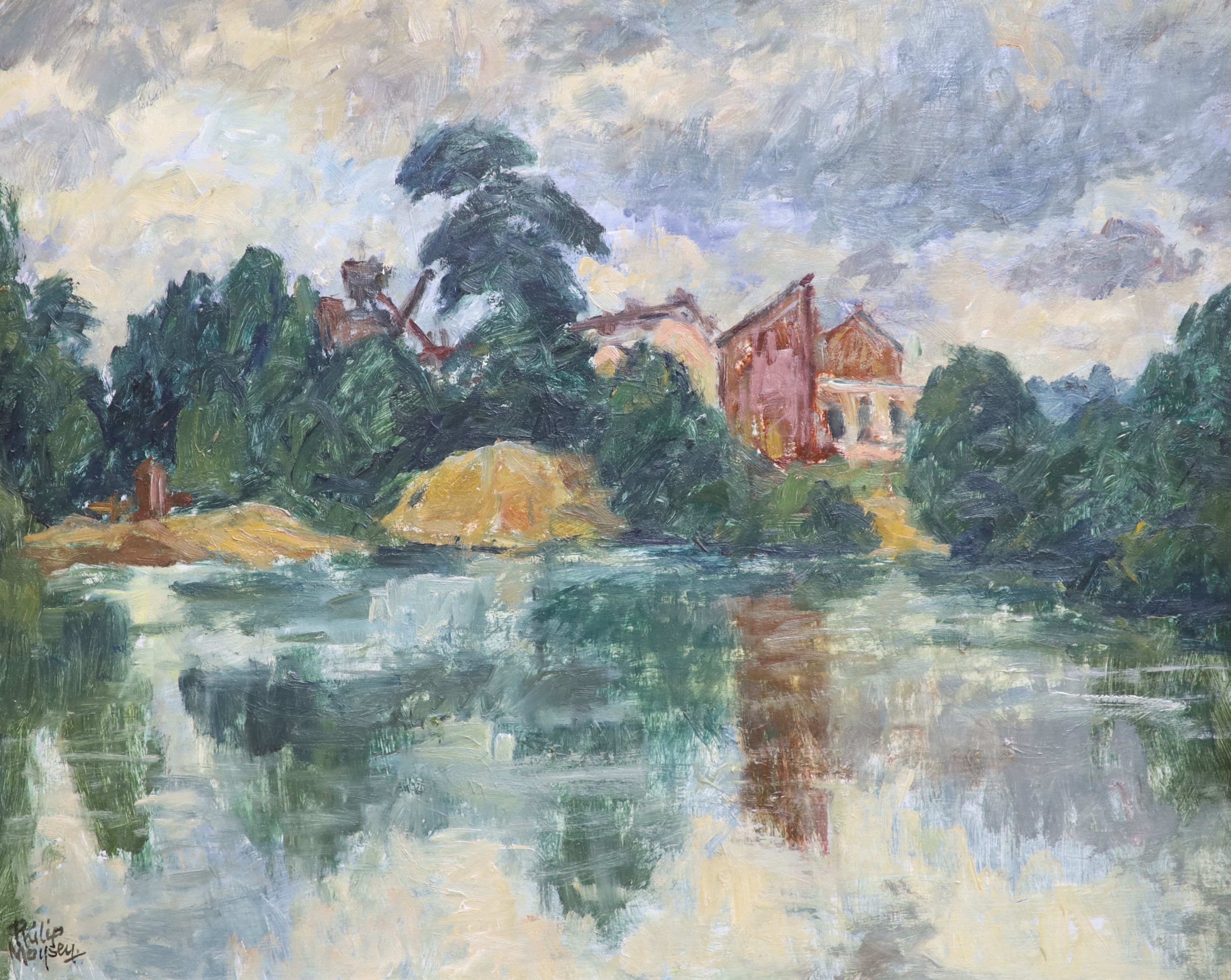 Philip Moysey (1912-1991), landscape with lake, signed, oil on canvas